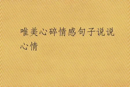 唯美心碎情感句子说说心情