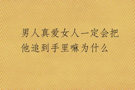 男人真爱女人一定会把他追到手里嘛为什么