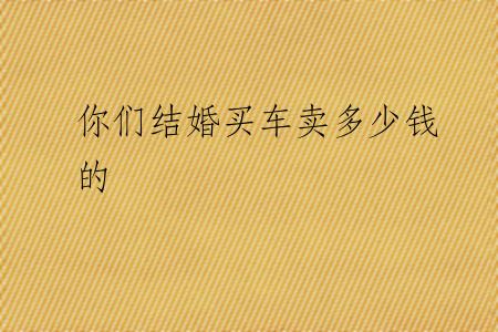 你们结婚买车卖多少钱的