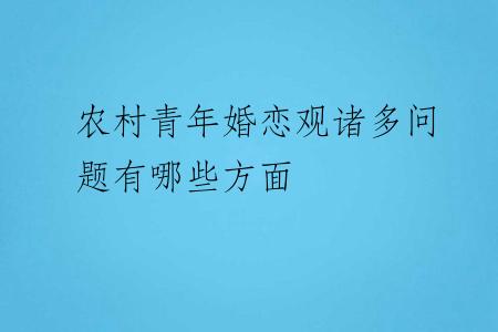 农村青年婚恋观诸多问题有哪些方面