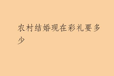 农村结婚现在彩礼要多少