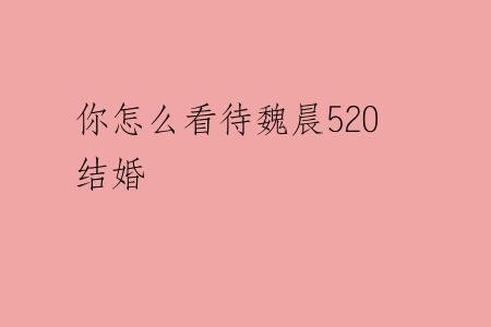 你怎么看待魏晨520结婚