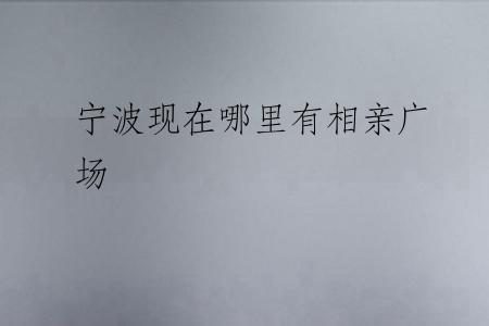宁波现在哪里有相亲广场