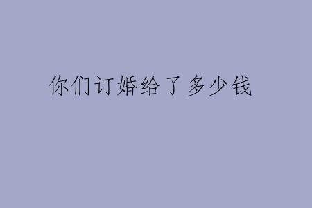 你们订婚给了多少钱