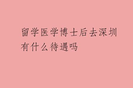 留学医学博士后去深圳有什么待遇吗