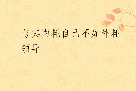 与其内耗自己不如外耗领导