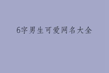 6字男生可爱网名大全