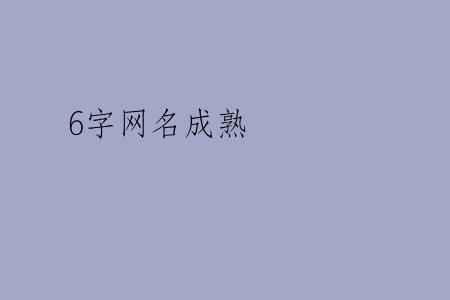 6字网名成熟