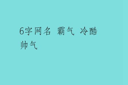 6字网名 霸气 冷酷 帅气