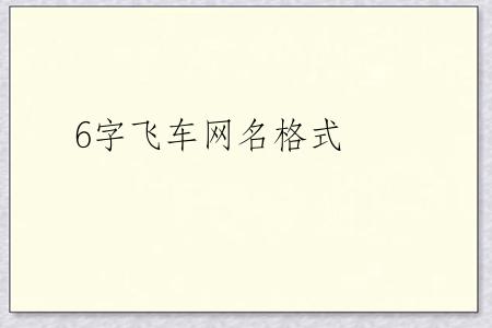 6字飞车网名格式