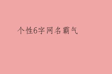 个性6字网名霸气