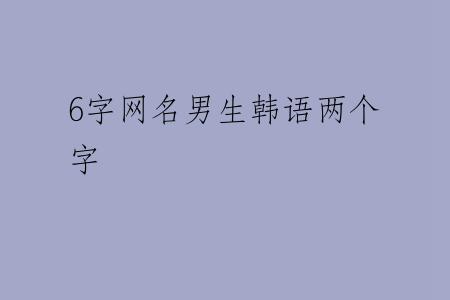 6字网名男生韩语两个字