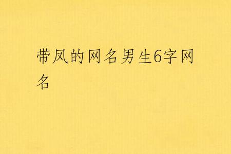带凤的网名男生6字网名
