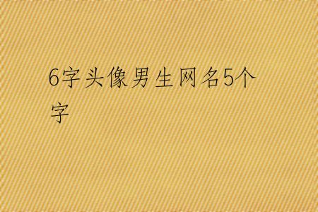 6字头像男生网名5个字