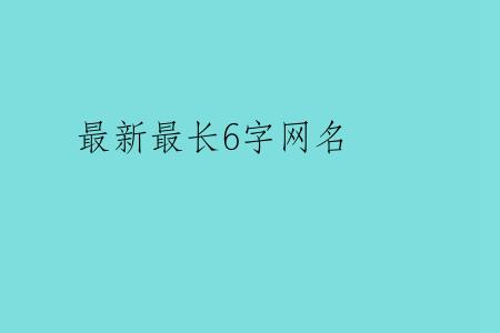 最新最长6字网名