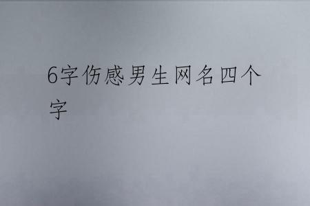 6字伤感男生网名四个字