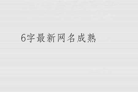6字最新网名成熟