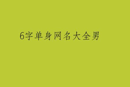 6字单身网名大全男