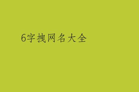 6字拽网名大全
