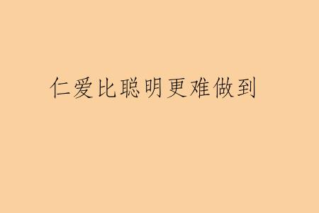 仁爱比聪明更难做到