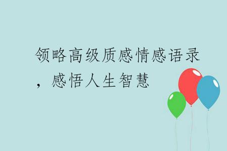 领略高级质感情感语录，感悟人生智慧