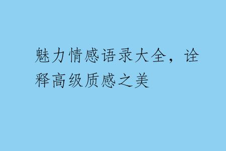 魅力情感语录大全，诠释高级质感之美