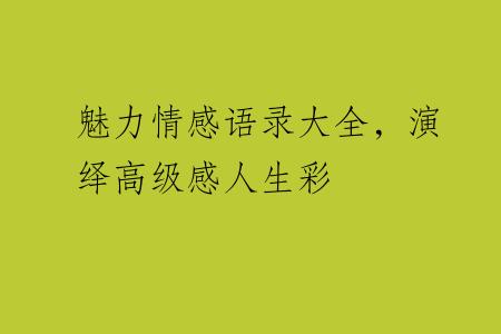 魅力情感语录大全，演绎高级感人生彩