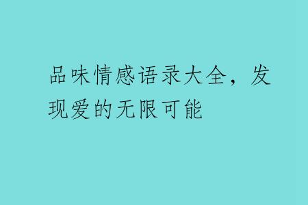 品味情感语录大全，发现爱的无限可能
