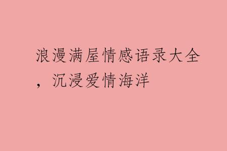 浪漫满屋情感语录大全，沉浸爱情海洋