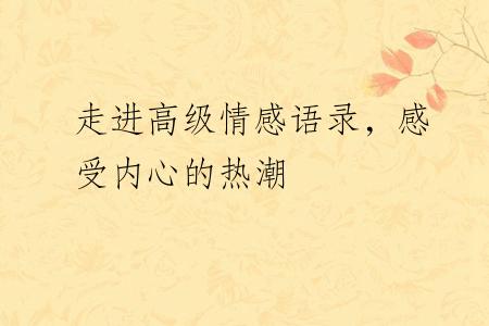 走进高级情感语录，感受内心的热潮
