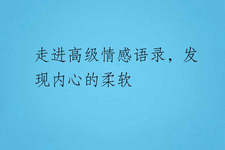 走进高级情感语录，发现内心的柔软