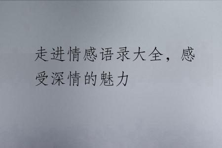 走进情感语录大全，感受深情的魅力