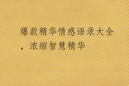 爆款精华情感语录大全，浓缩智慧精华
