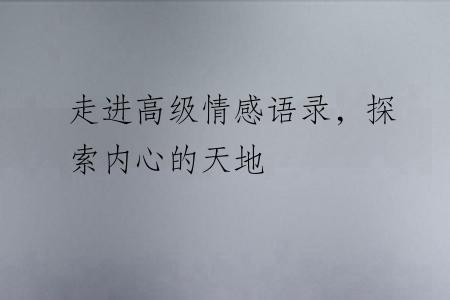 走进高级情感语录，探索内心的天地