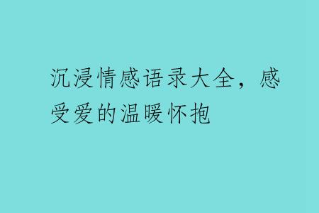 沉浸情感语录大全，感受爱的温暖怀抱