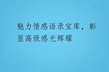 魅力情感语录宝库，彰显高级感光辉耀
