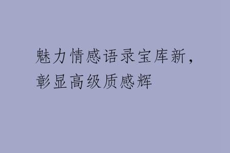 魅力情感语录宝库新，彰显高级质感辉