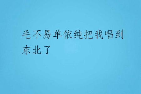 毛不易单依纯把我唱到东北了