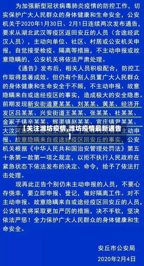 【关注潍坊疫情,潍坊疫情最新通告】
