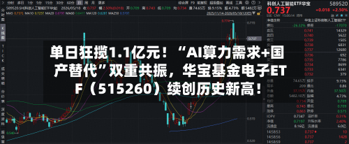 单日狂揽1.1亿元！“AI算力需求+国产替代”双重共振，华宝基金电子ETF（515260）续创历史新高！